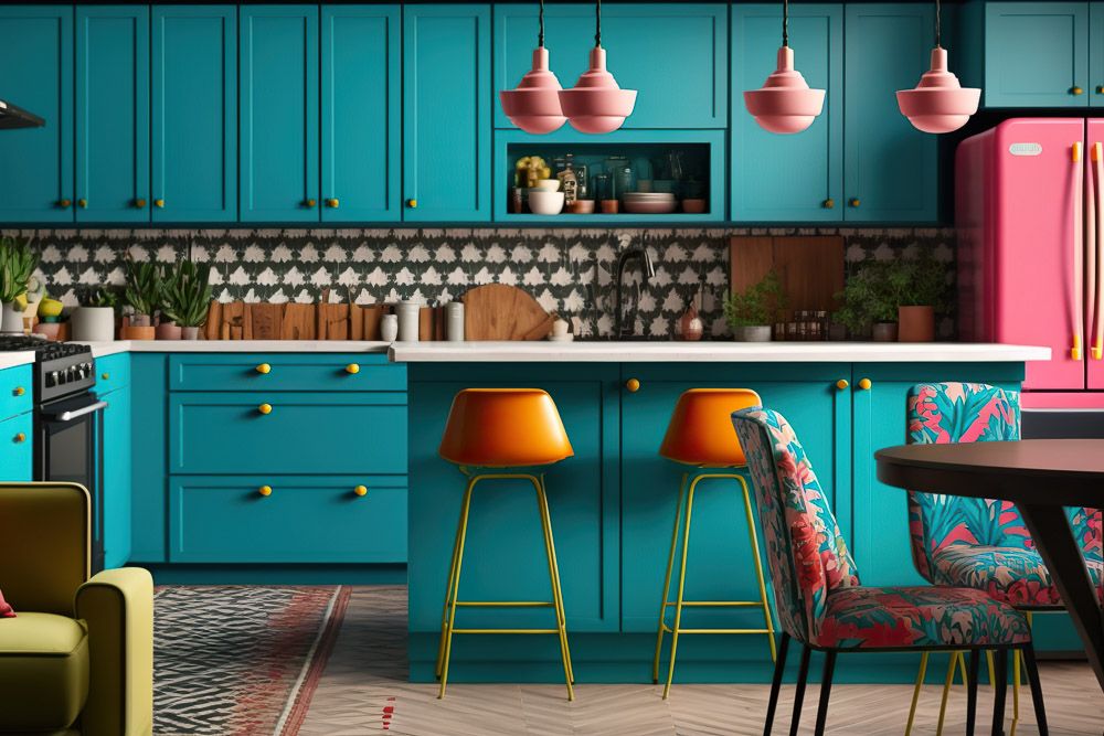 Maximalist room colour design for kitchens