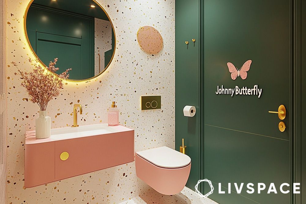 Maximalist bathroom colour combination for room