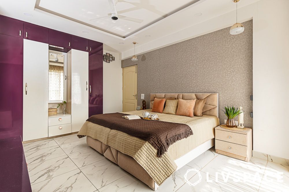 3bhk apartment in gurgaon bedroom design with textured wallpaper
