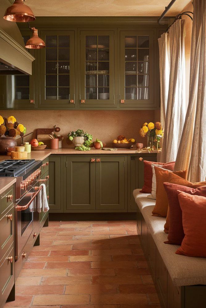 L shaped kitchen with a daybed
