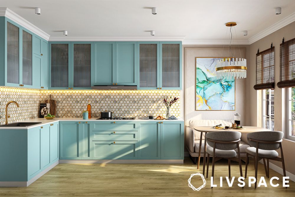Coastal L shape kitchen interior design