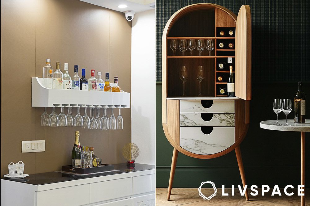 modern home bar designs with different storage options