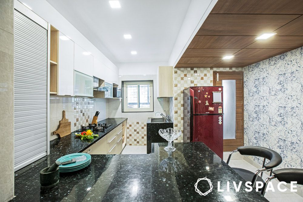 kitchen counter space with granite
