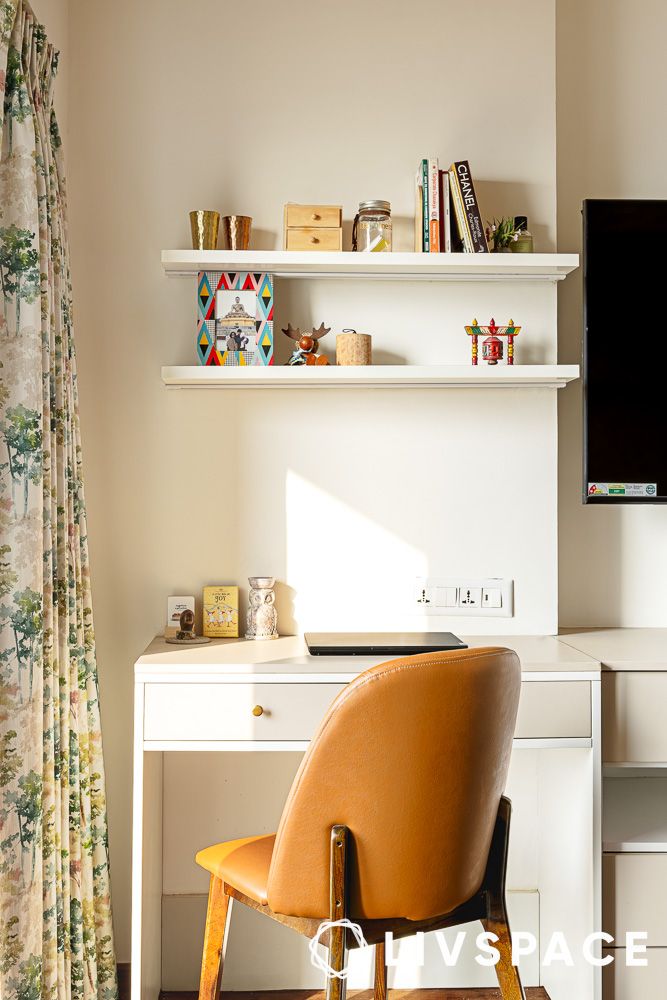 sun light falling on brown chair in study area