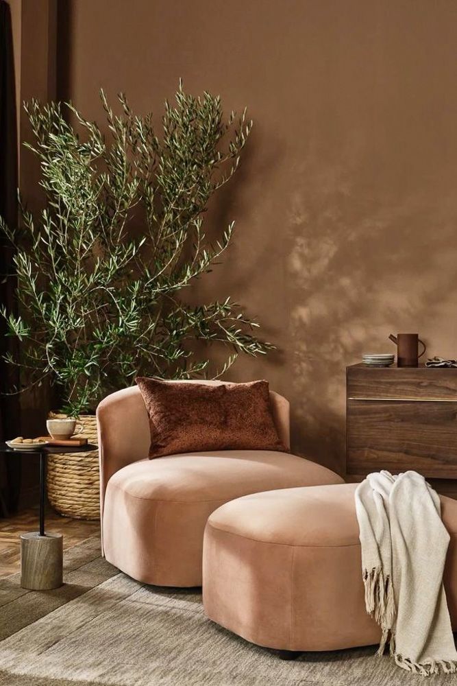 rounded furniture in mocha mousse