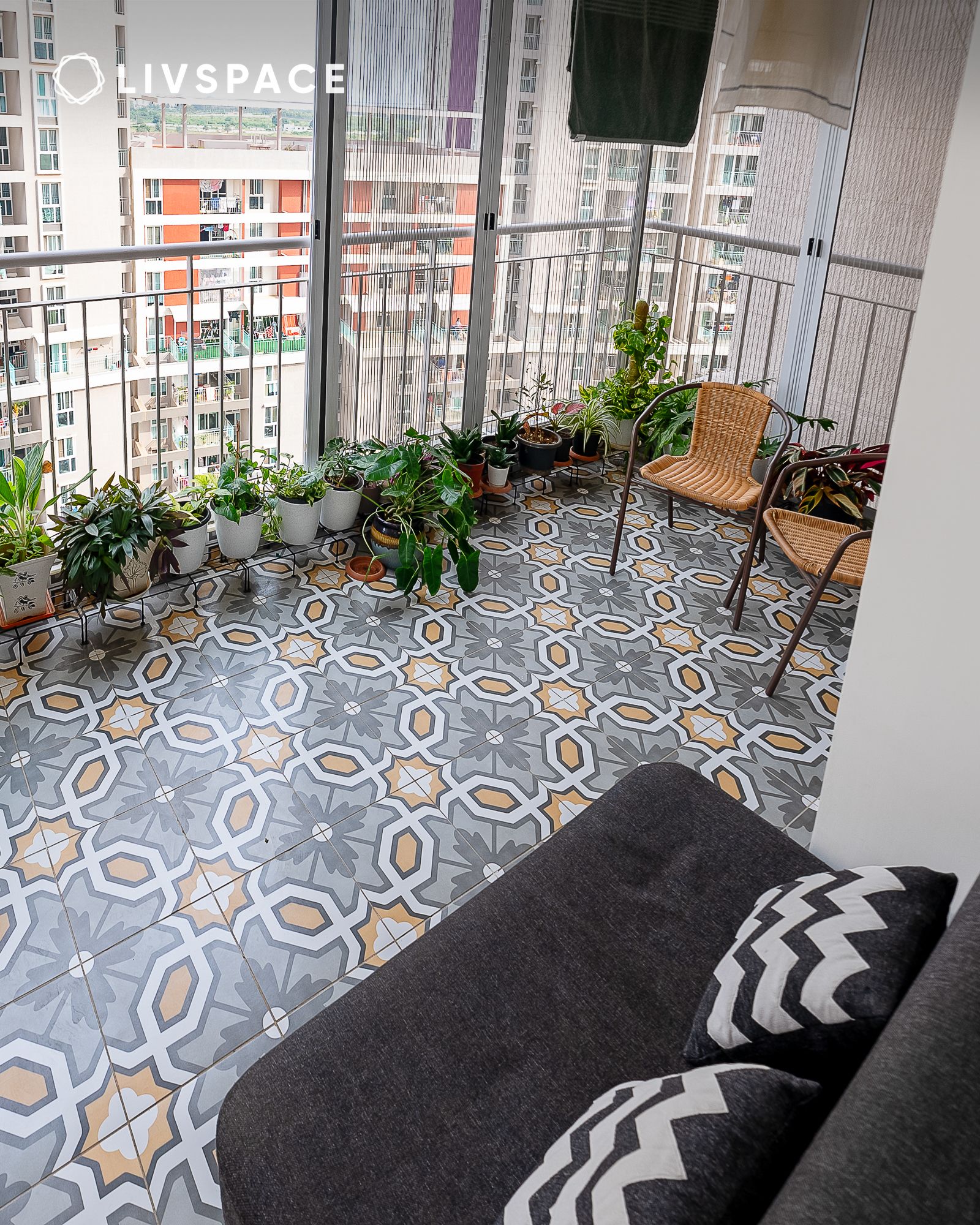 balcony with moroccan tiles
