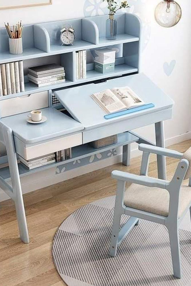 small study table with storage