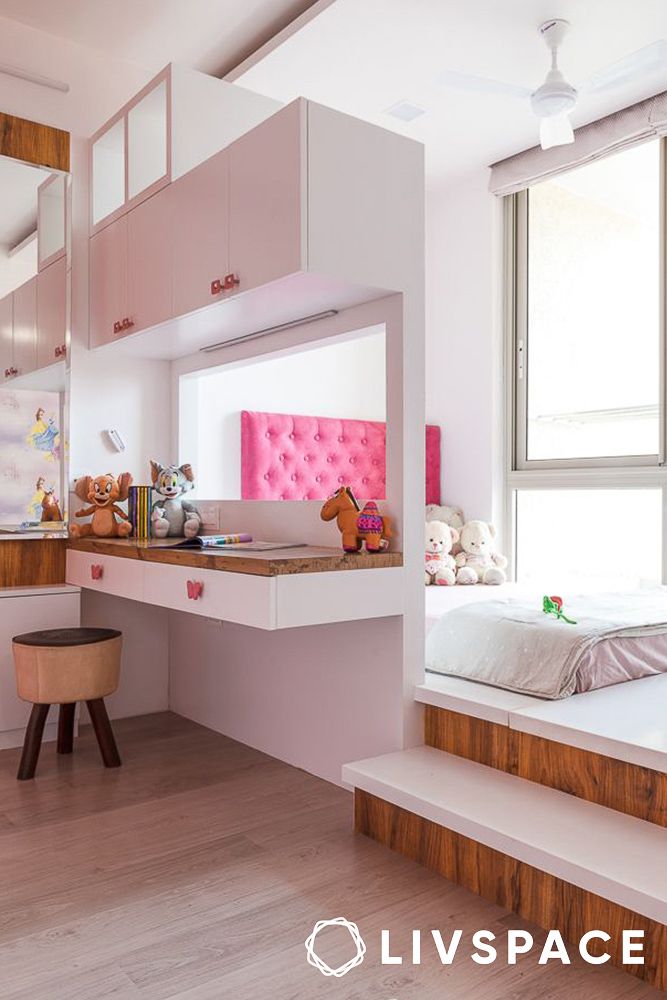 partitioned wall study table with drawers