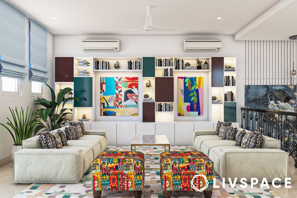 Holi interior design with patchwork fabric accents
