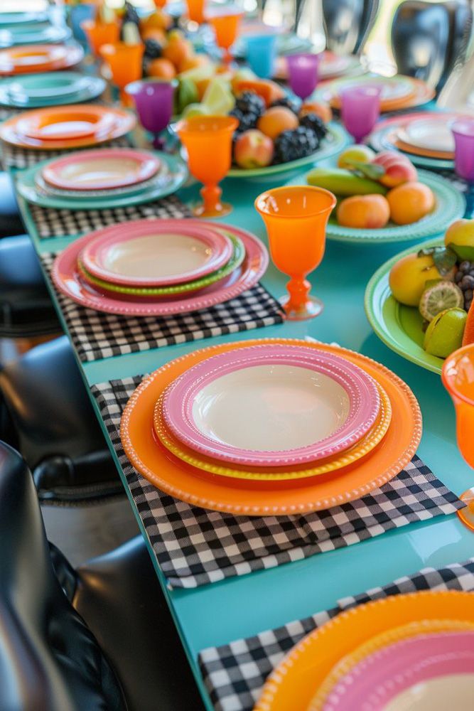 Holi decor ideas with colour coordinated table settings