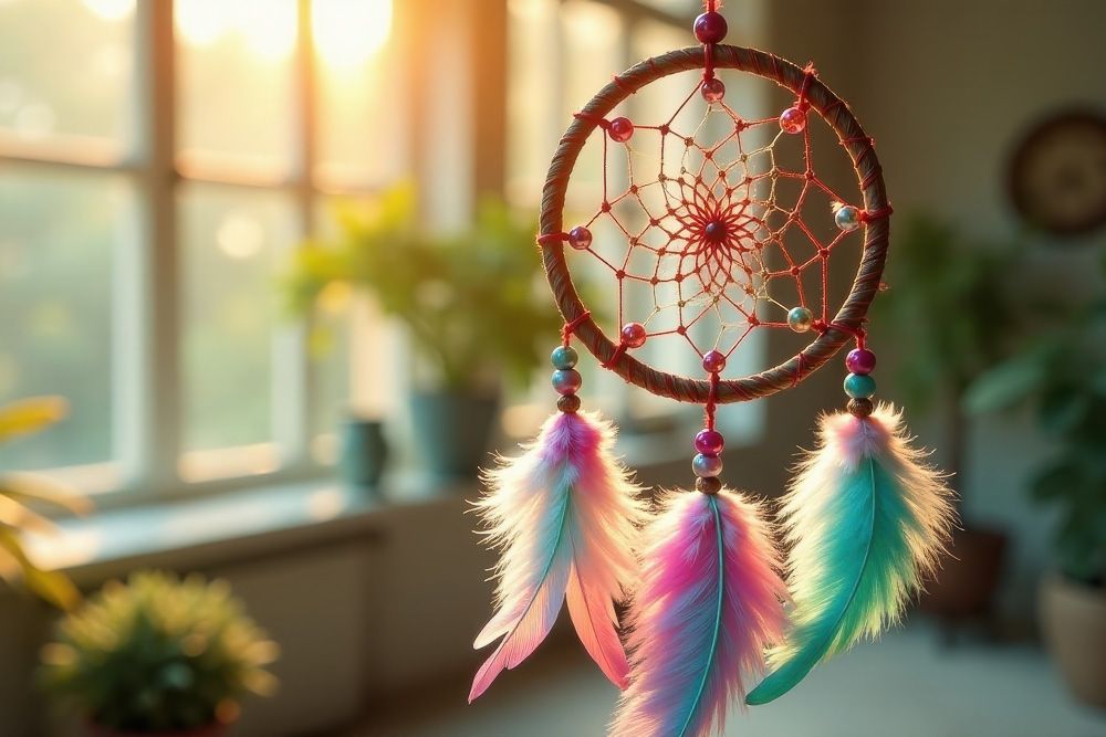 Holi decoration with colourful dreamcatchers