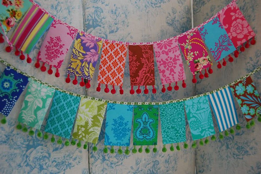 Holi decor ideas with cloth streamer with colourful fabrics