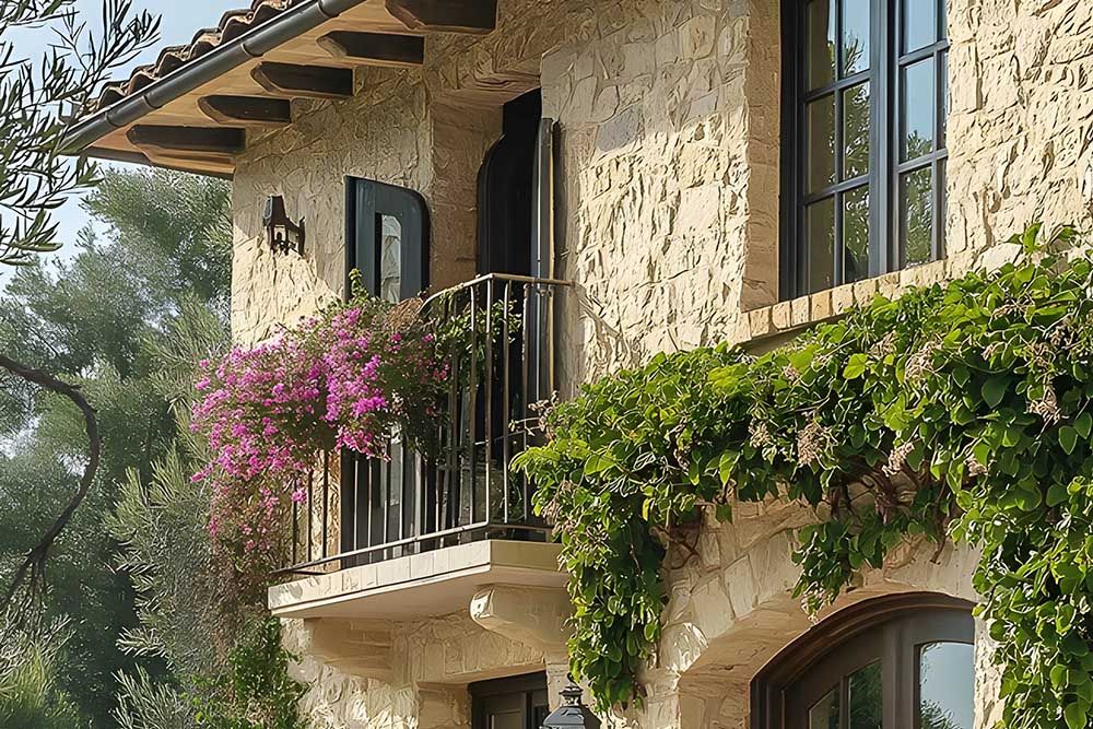 Tuscan inspired exterior stone wall cladding