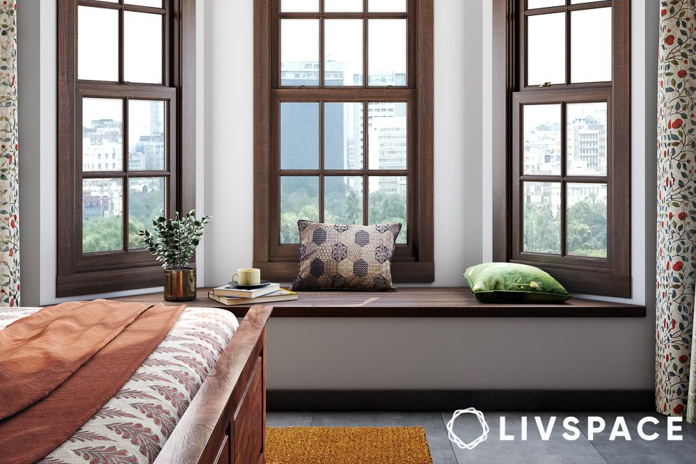 double glazed wooden windows with seating 1