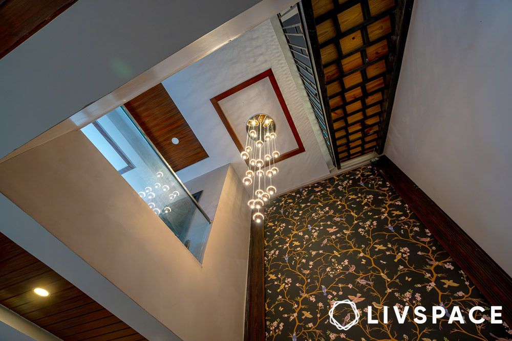 high ceiling with chandelier in a house 2
