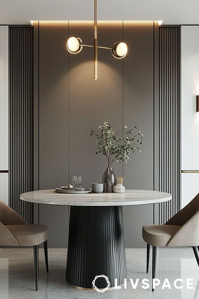 Grey wall colour for small dining room designs