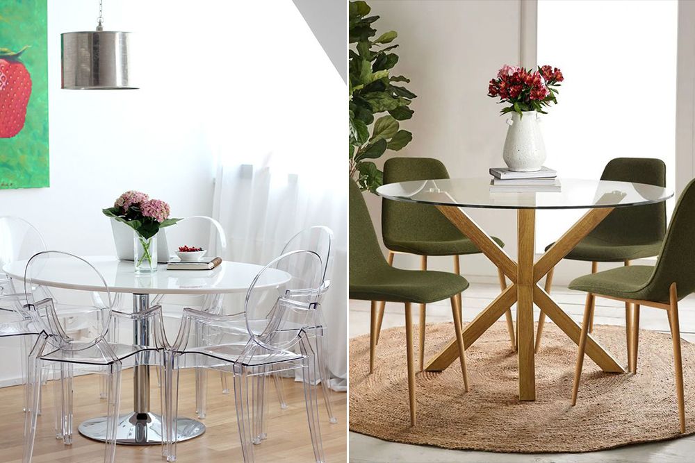 Acryclic or glass furniture for small dining room design