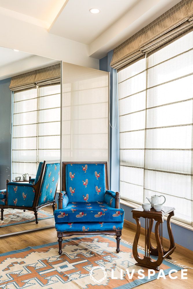 blue colour upholstered chair