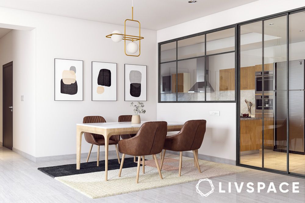 modern dining table design in marble