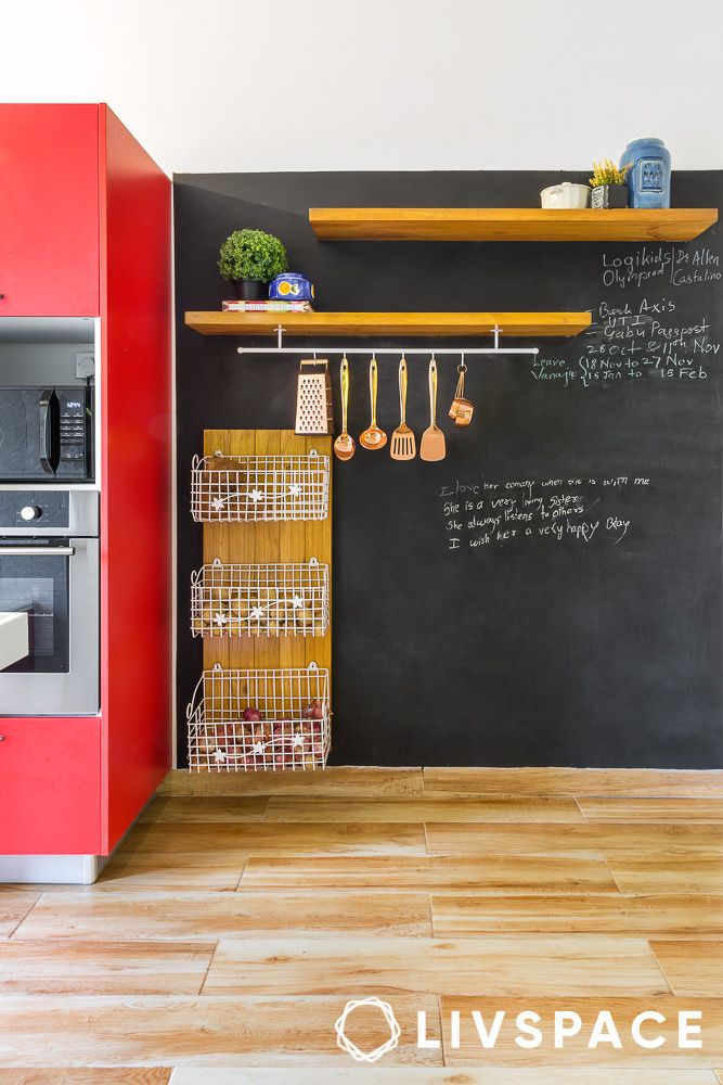 floating shelves in kitchen for utensils