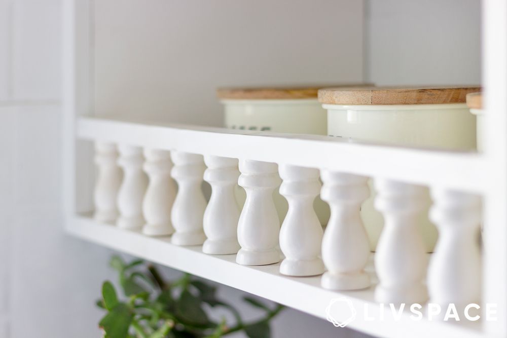floating shelf decor with vintage railing design