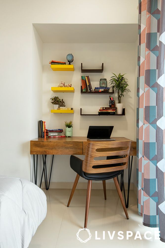 mix and match of two types of floating shelves