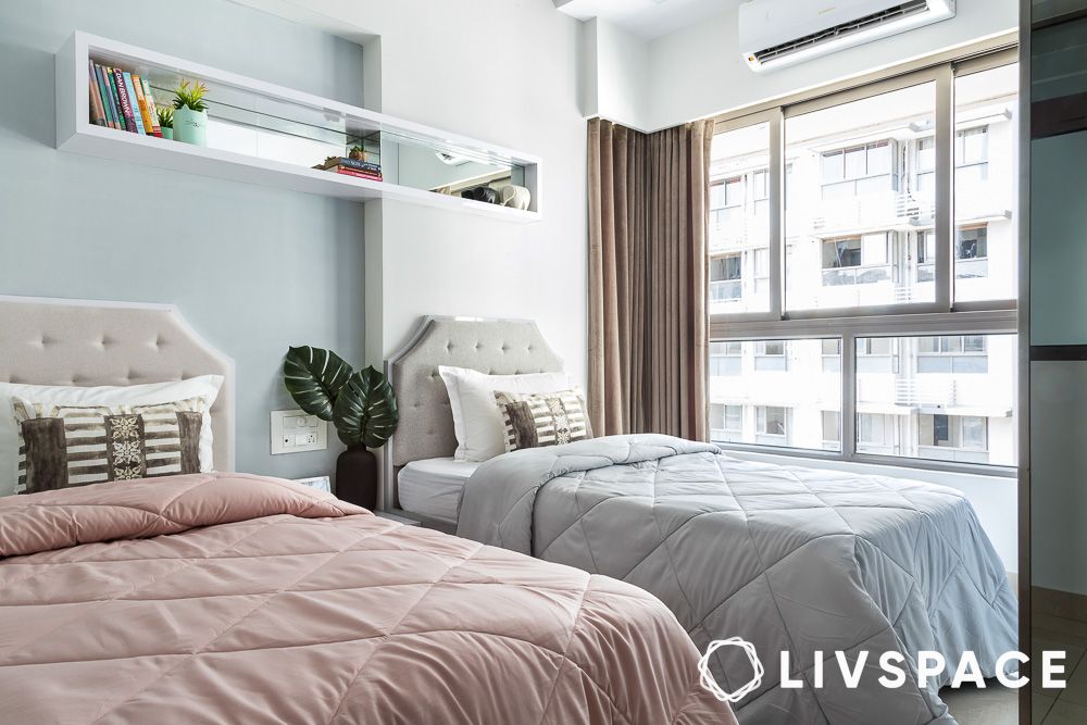 twin beds in a room