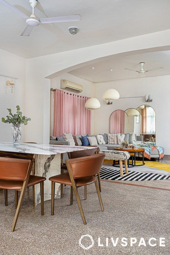 open plan living and dining room in a 3bhk in gurgaon