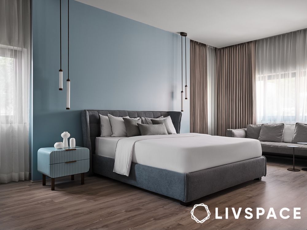 blue bedroom with minimalistic aesthetics 1