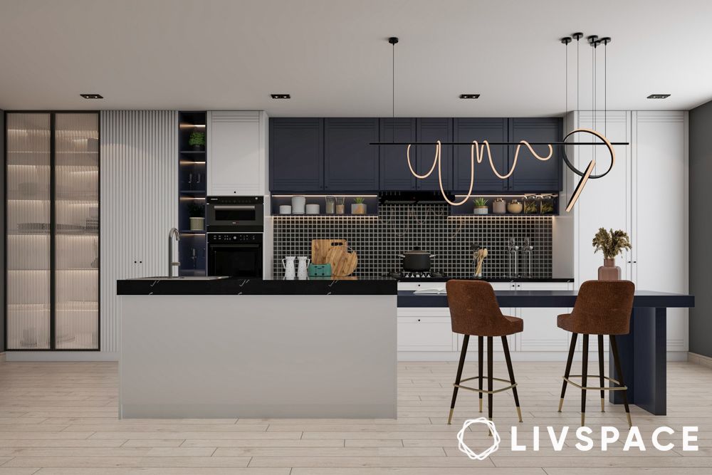 checkered patterns in kitchen backsplash