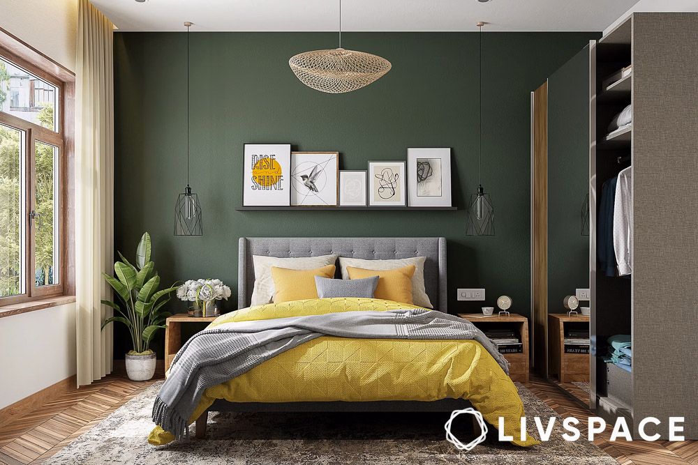 green bedrooms with wooden detailing
