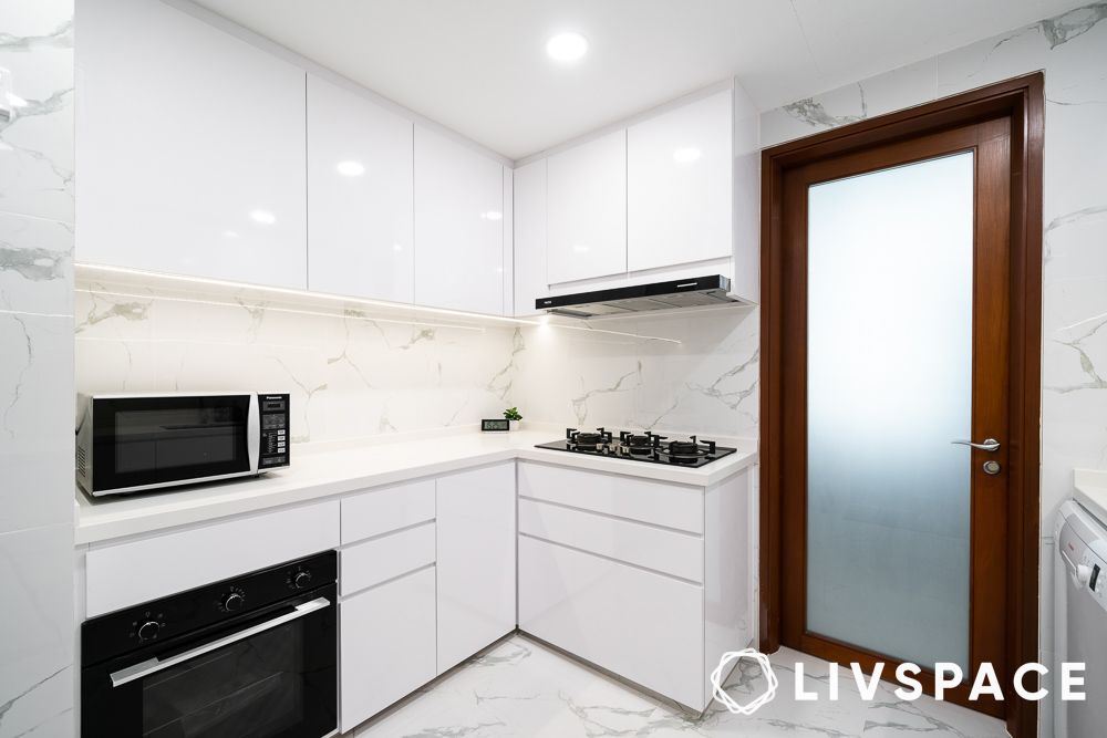 white kitchen with laminates
