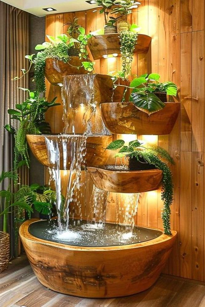biophilic indoor fountain design