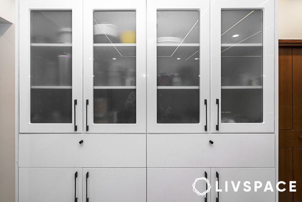 white modular crockery unit