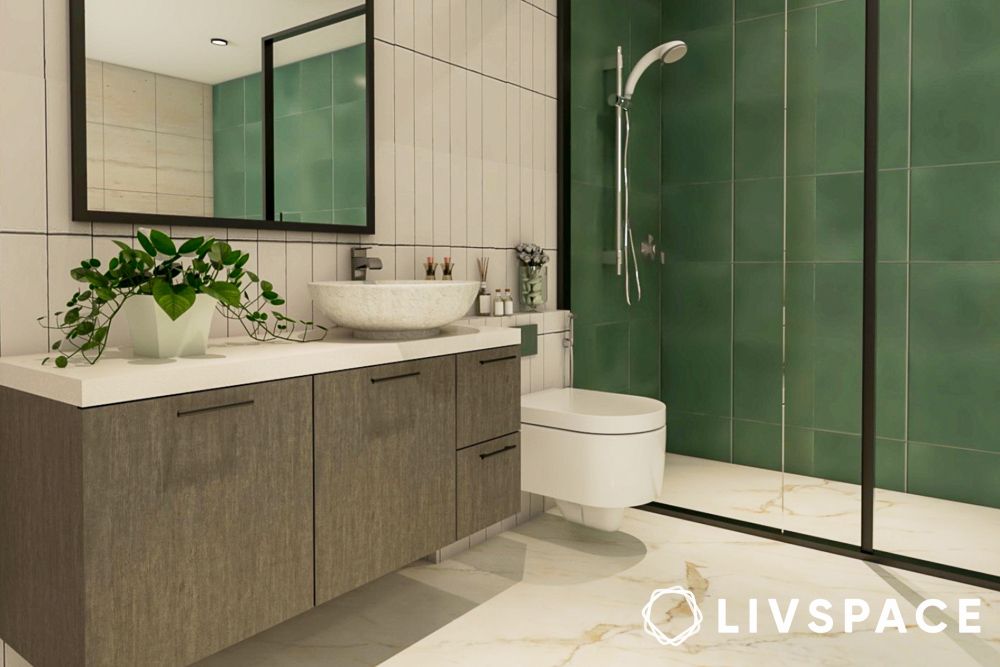 green and white bathroom design