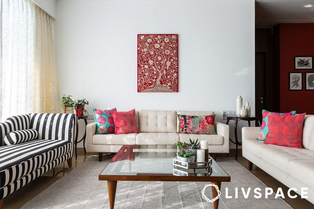 4BHK flat living room interior design