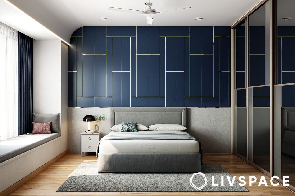 luxe blue decorative wall panels for bedroom