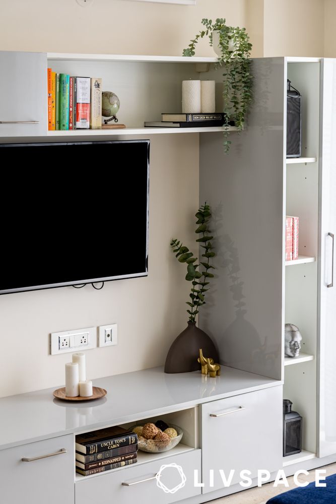 white modular tv unit