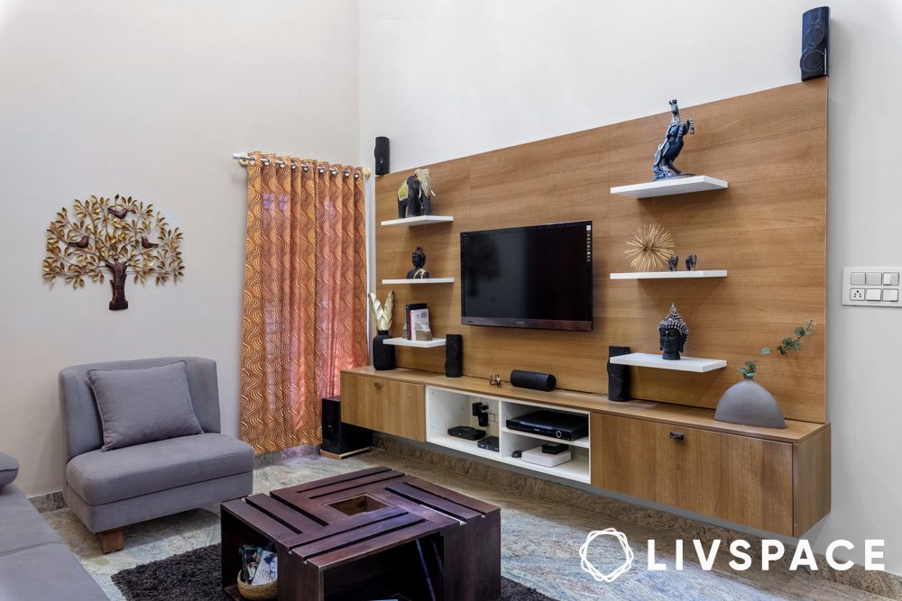 wooden tv unit in the living room