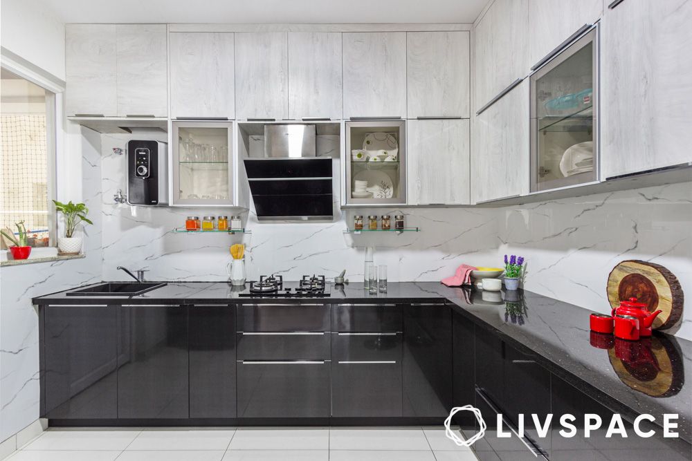 black and white modular kitchen design