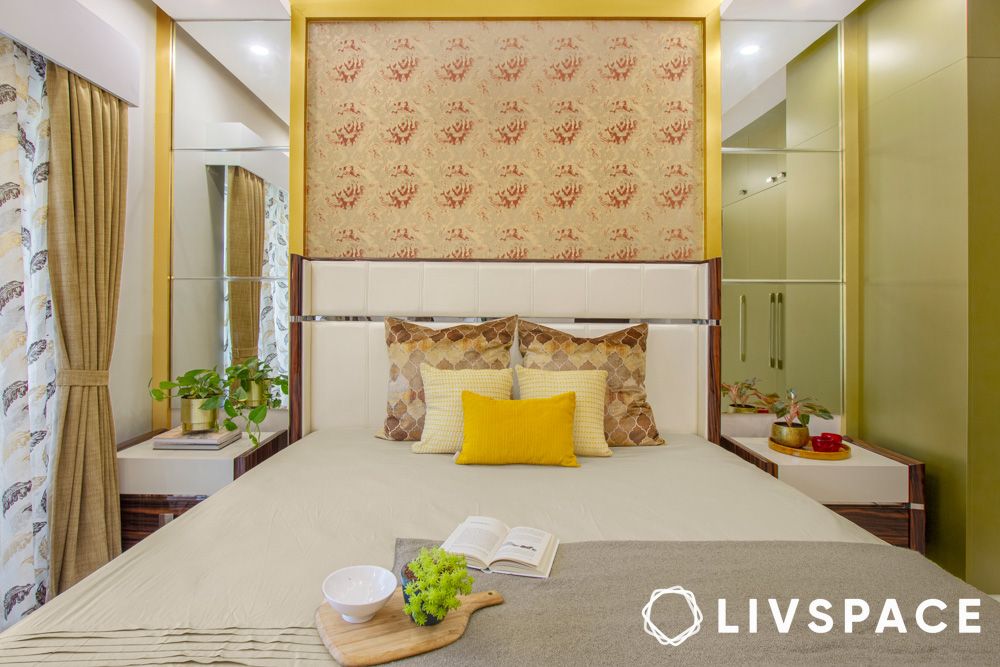 bedroom accent wall behind headboard