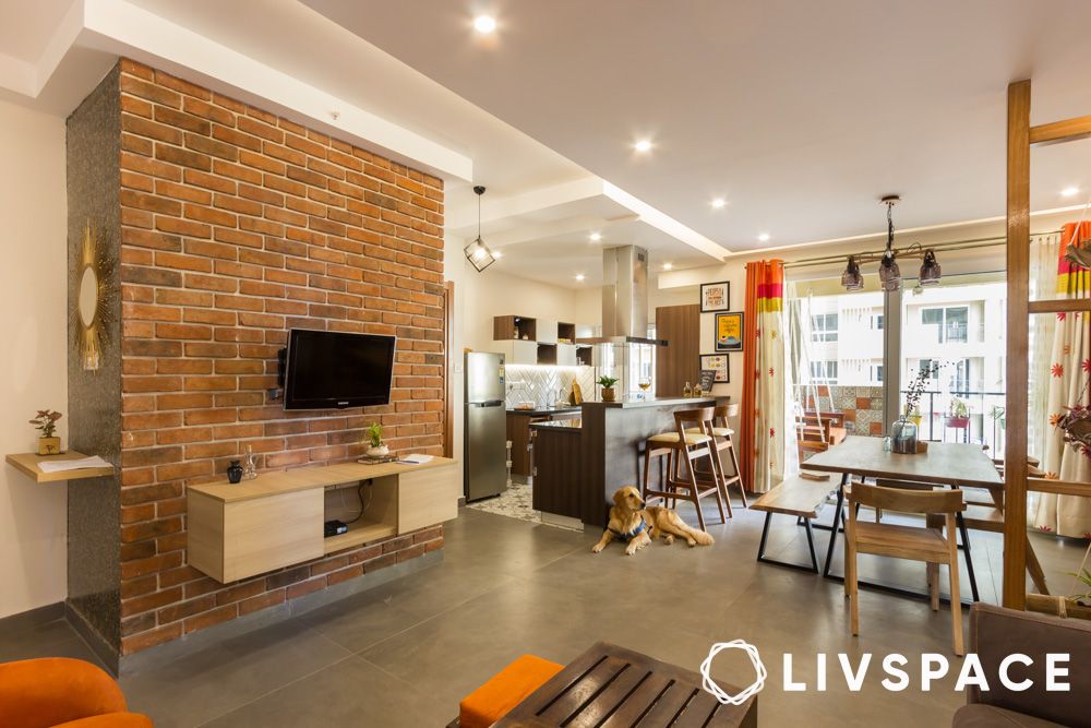 rustic open plan living room design