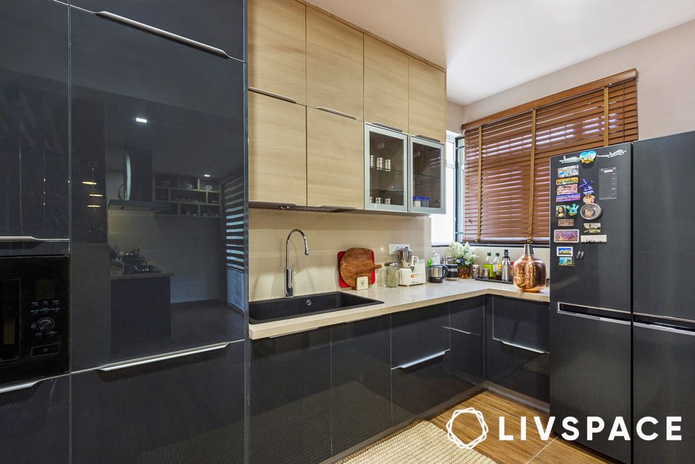 acrylic kitchen cabinets in l shaped kitchen