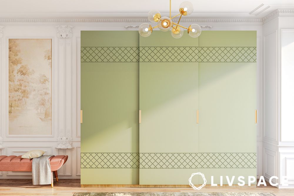 pastel green luxury wardrobe design