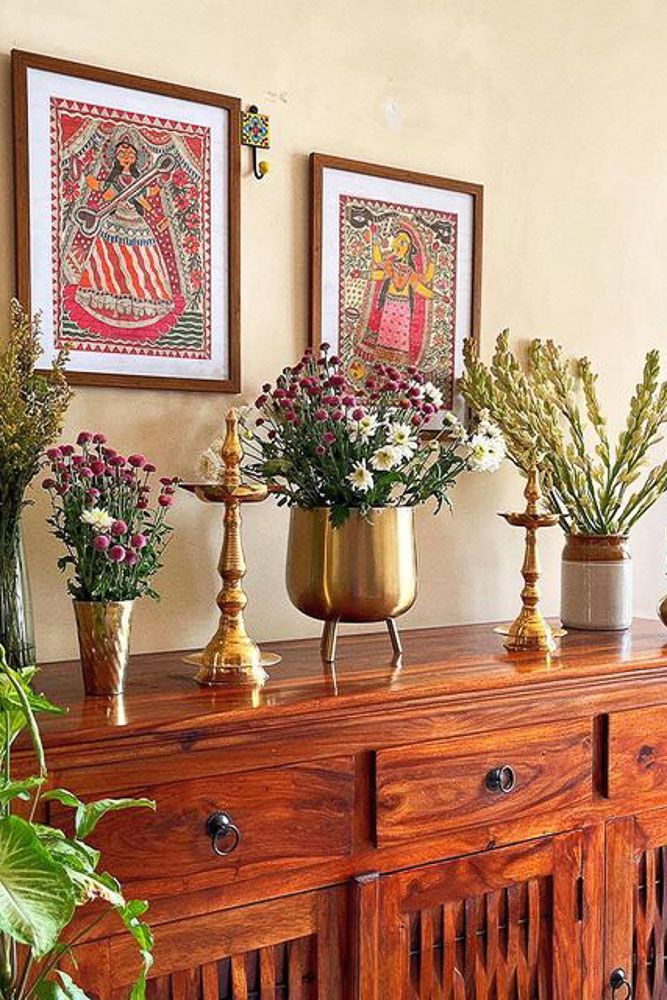 vilakku for dussehra decor in a hyderabad home