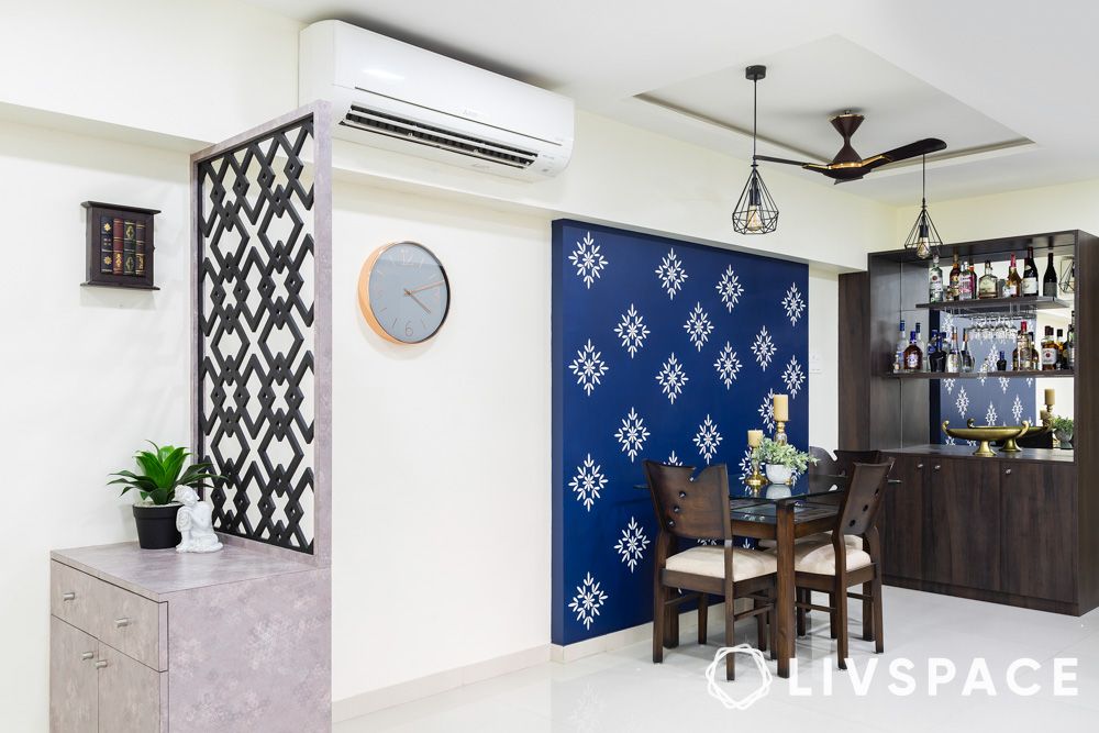 house painting colours white and blue for living an dining room