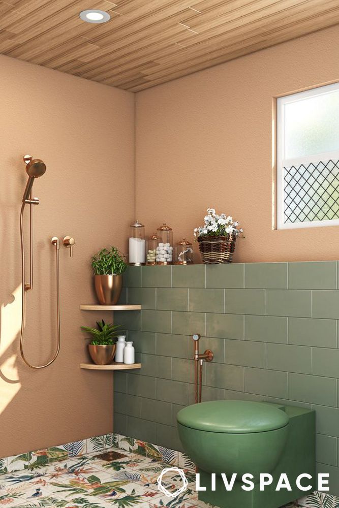 home wall color light peach and green for bathroom