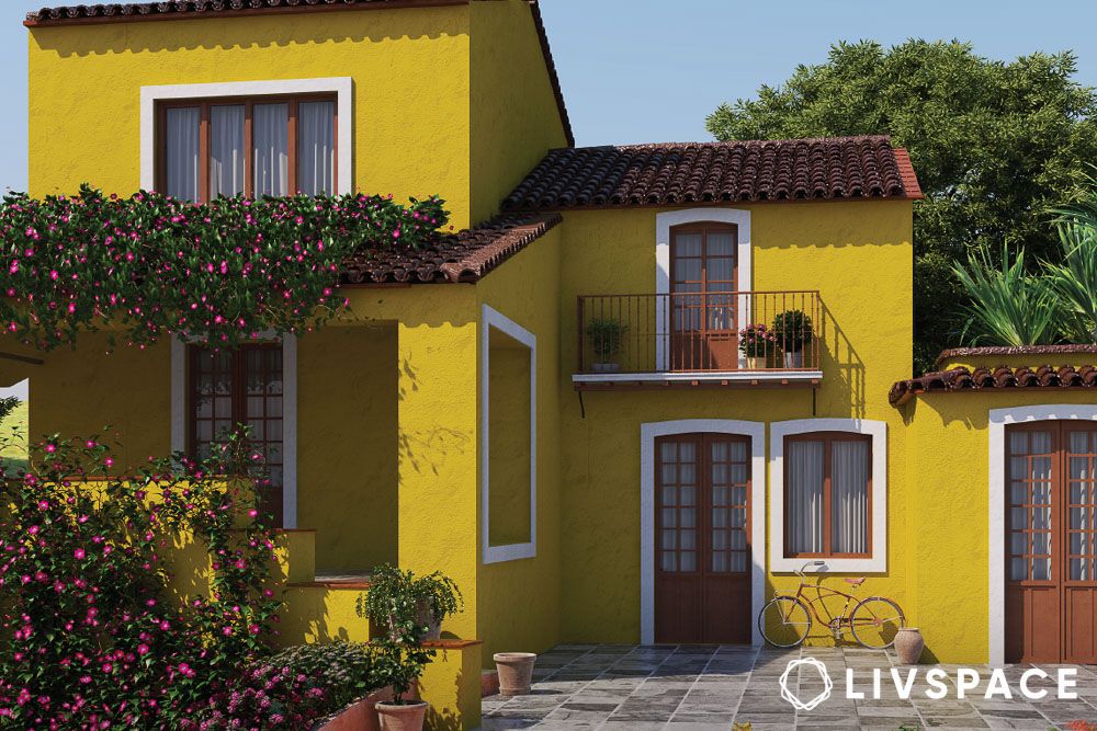 attractive indian simple house colour combination outside yellow and white
