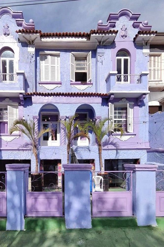 white purple blue modern home exterior colours