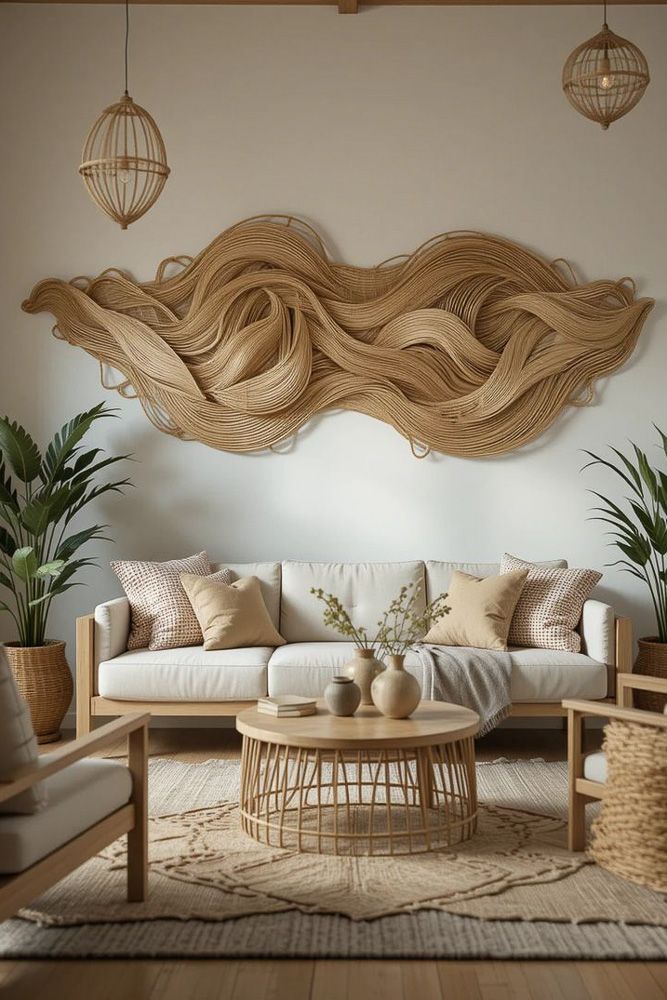 Boho Rattan Wall Waves